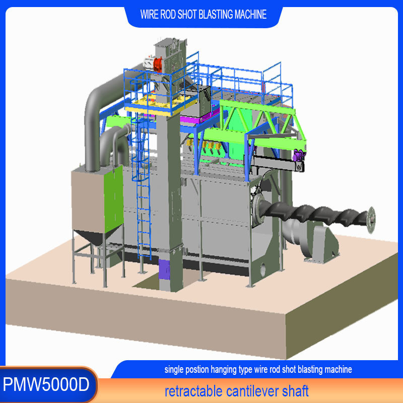 2-4 Coils Per Hour Production Efficiency Hanging Retractable Shot Blasting Machine