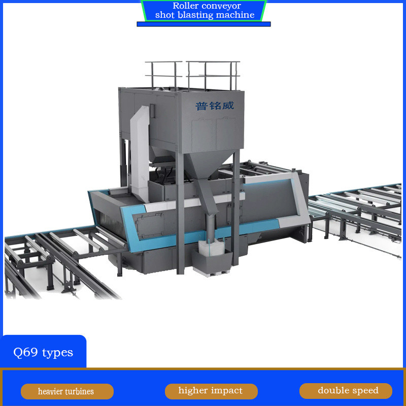 Yellow and Blue Roller Conveyor Shot Blasting Machine for Steel Plate Surface Cleaning