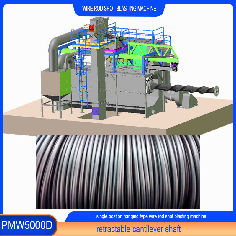 PMW5000D Automatic Cleaning Wire Roll Shot Blasting Machine for High Carbon Steel Wire