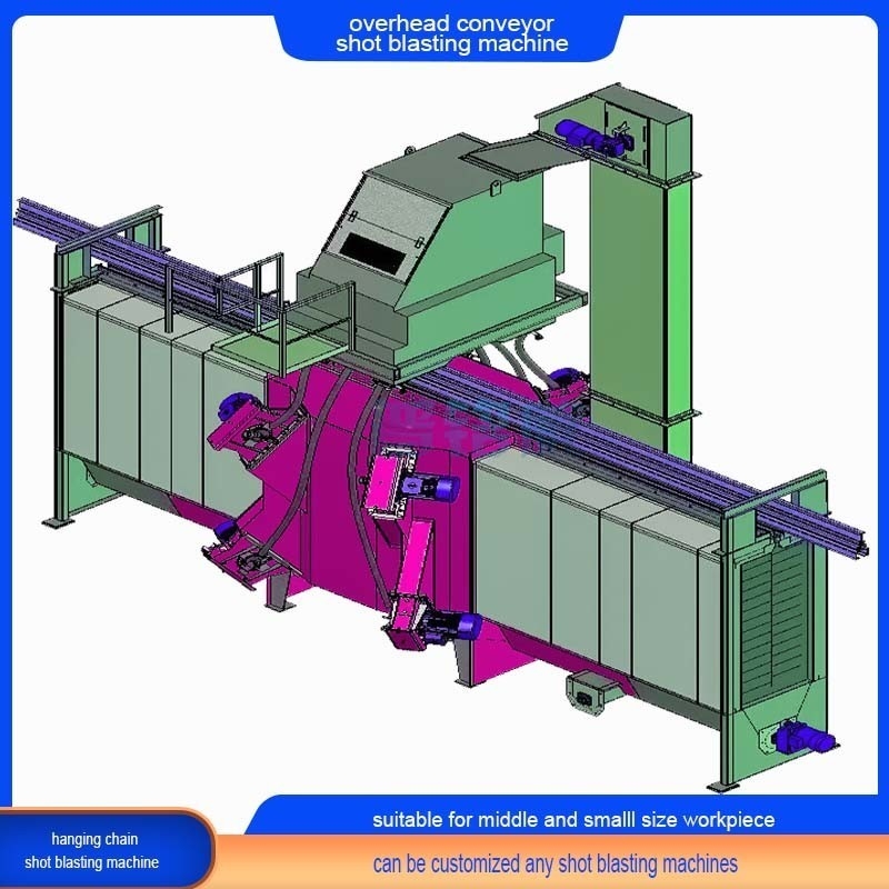 Overhead Monorail Multiple Hooks Conveyor Shot Blasting Machine for Various Structures