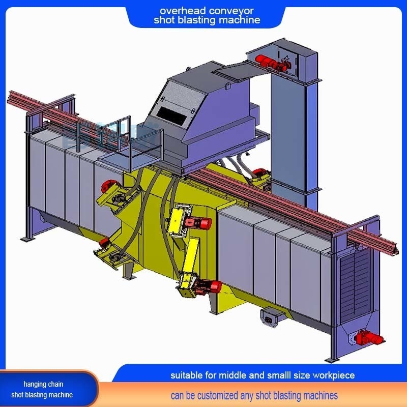 Overhead Suspended Load Monorail Conveyor Shot Blasting Machine with Multiple Hooks One