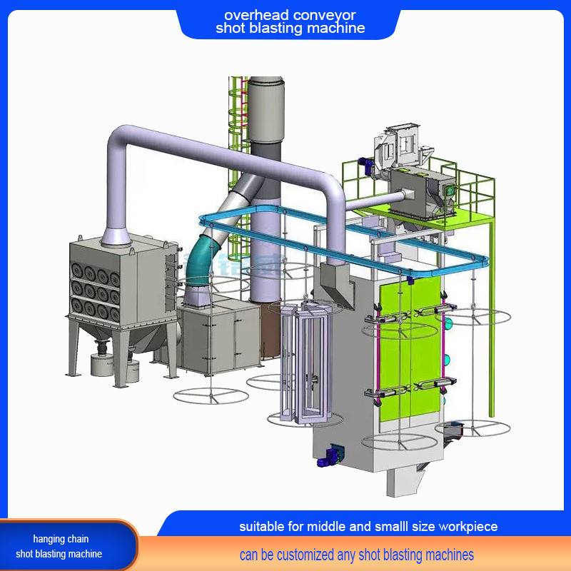 20 Years Experience Overhead Conveyor Shot Blasting Machine with Magnetic Shot Separator