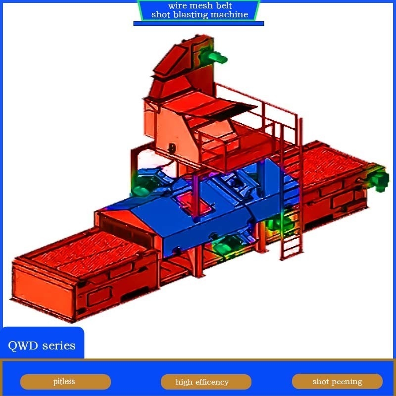 Yellow and Blue Wire Mesh Belt Conveyor Shot Blasting Machine for Heat Scale Removal