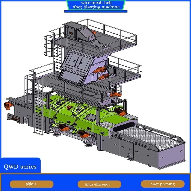 Pumingwei Customization Wire Mesh Belt Conveyor Shot Blasting Machine for Thin Walls