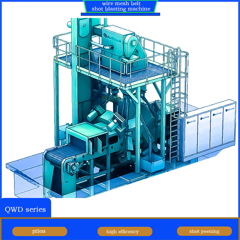 Electric Crawler Abrator for Non-Ferrous Castings Wire Mesh Belt Shot Blasting System