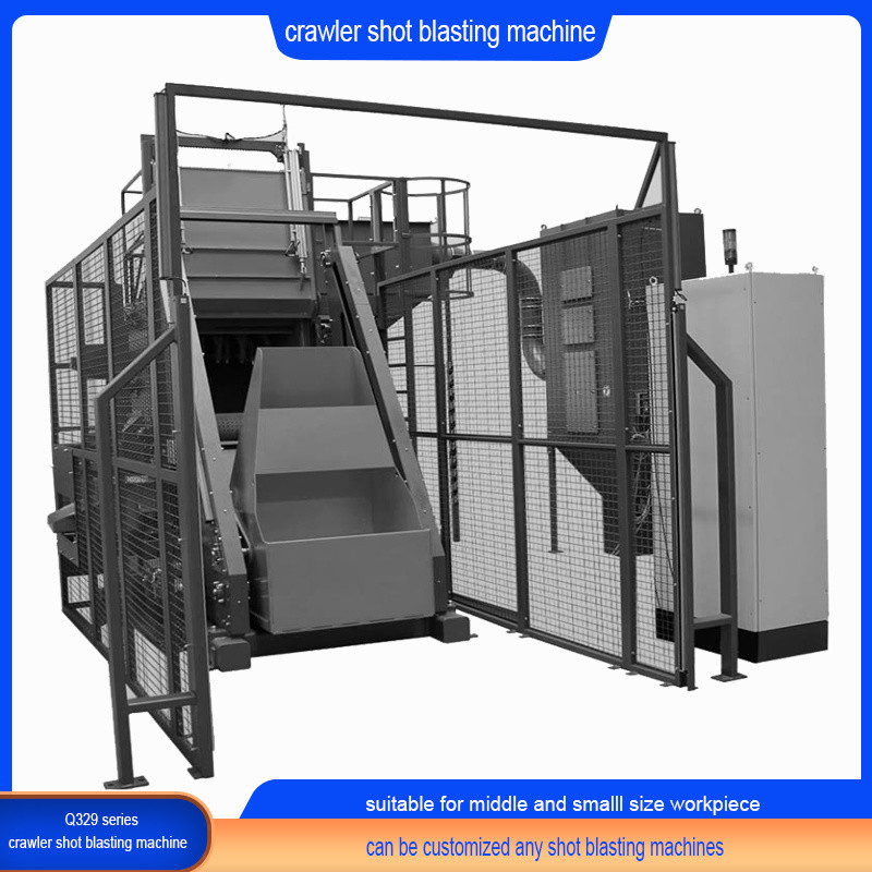Rubber Belt Tumble Shot Blasting Machine for Gentle Tumbling Action in Yellow and Blue